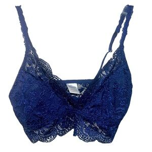 Flora Nikrooz Blue Lacey Bralette NWOT Size Large